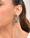 VOJ Silver Plated Oxidized Geometrical Shaped Studs Earrings - Distacart