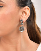 VOJ Silver Plated Oxidized Geometrical Shaped Studs Earrings - Distacart