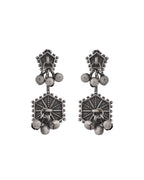 VOJ Silver Plated Oxidized Geometrical Shaped Studs Earrings - Distacart