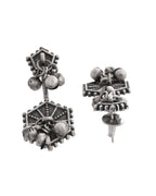 VOJ Silver Plated Oxidized Geometrical Shaped Studs Earrings - Distacart