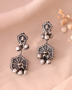 VOJ Silver Plated Oxidized Geometrical Shaped Studs Earrings - Distacart