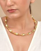 VOJ Gold Polished Anti Tarnished Twisted Hasli Necklace