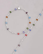 VOJ Set of 2 Silver Plated Multicolor Beads Anklets - Distacart