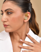 VOJ Gold Polished Floral Shaped Anti Tarnished Ear Cuff - Distacart