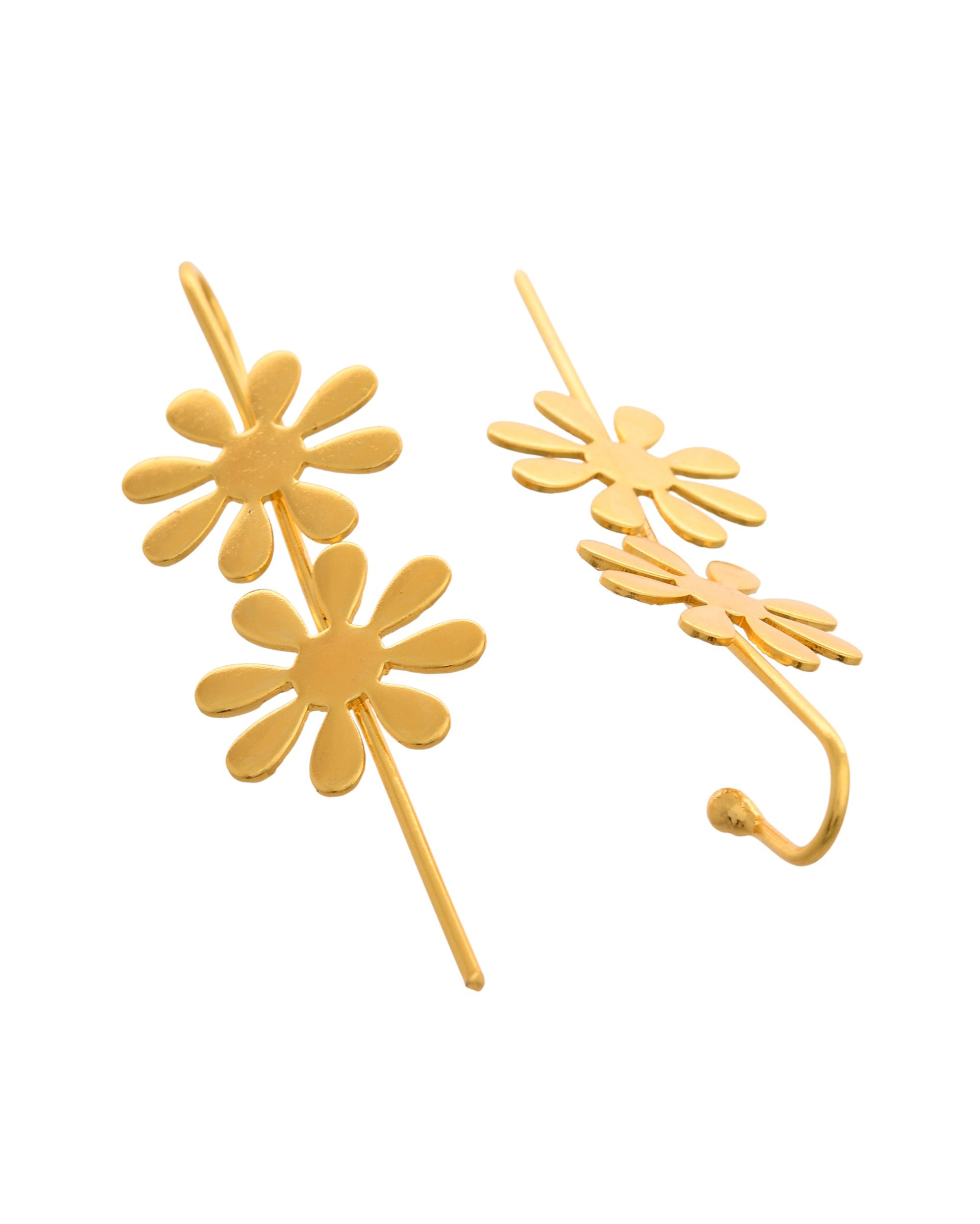 VOJ Gold Polished Floral Shaped Anti Tarnished Ear Cuff - Distacart