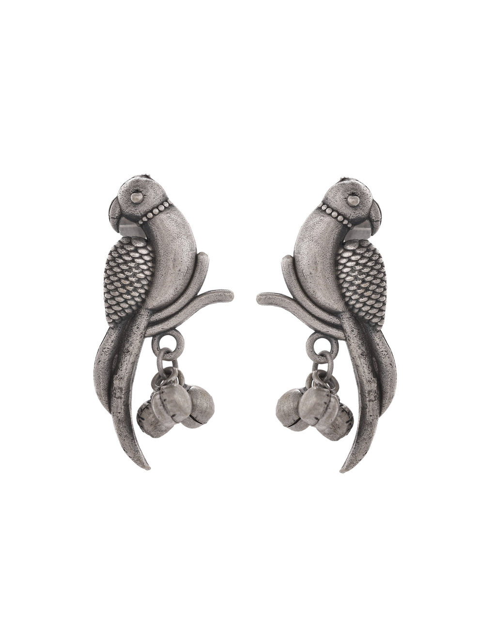 VOJ Silver Plated Oxidized Parrot Shaped Studs Earrings - Distacart