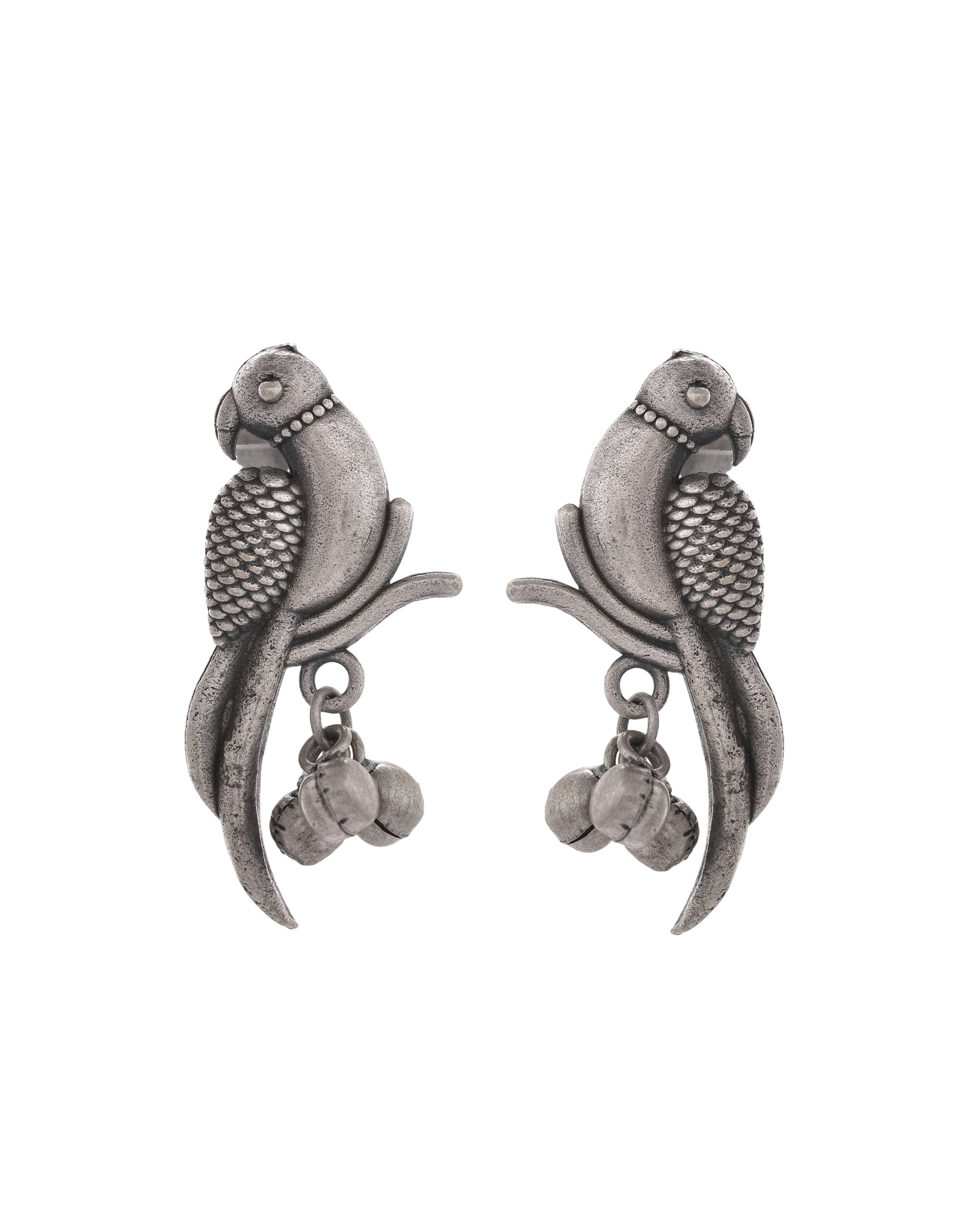 VOJ Silver Plated Oxidized Parrot Shaped Studs Earrings - Distacart