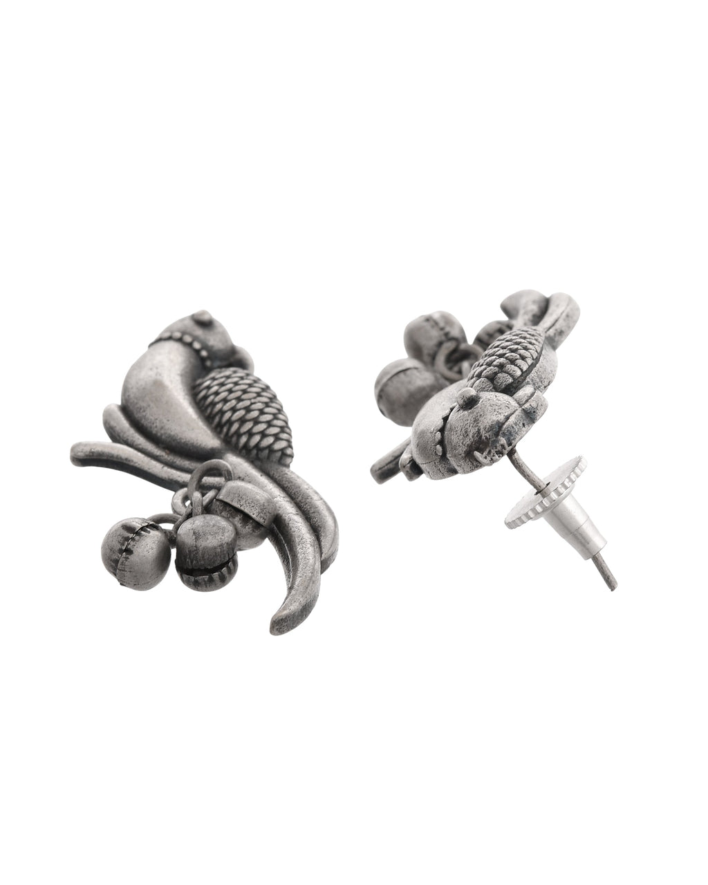 VOJ Silver Plated Oxidized Parrot Shaped Studs Earrings - Distacart