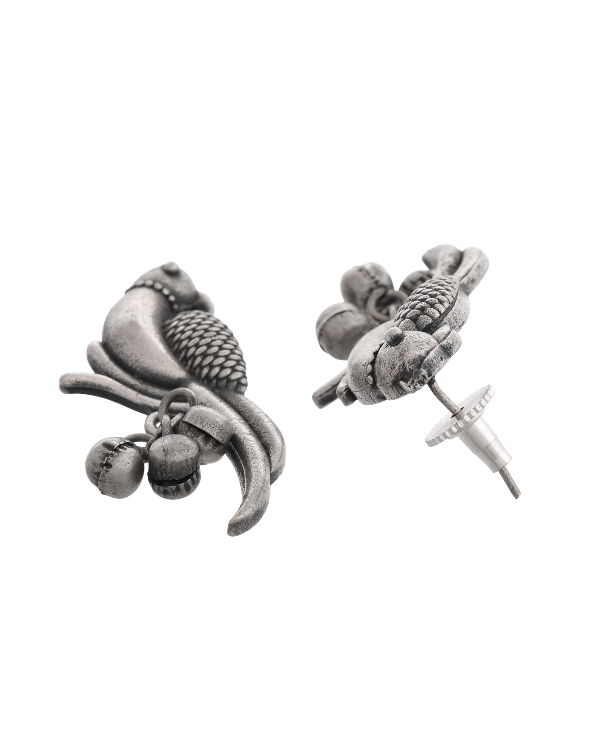 VOJ Silver Plated Oxidized Parrot Shaped Studs Earrings - Distacart