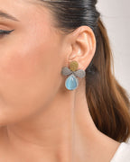 VOJ Silver Toned Blue Stone Studded Elegant Earrings - Distacart