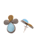 VOJ Silver Toned Blue Stone Studded Elegant Earrings - Distacart