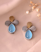 VOJ Silver Toned Blue Stone Studded Elegant Earrings - Distacart