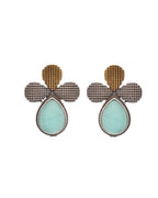 VOJ Silver Toned Teal Stone Studded Elegant Earrings - Distacart