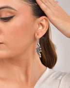 VOJ Silver Plated Floral Shaped Drop Earrings - Distacart