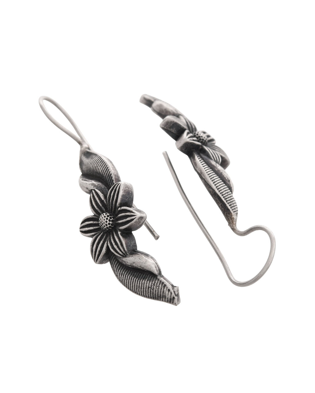 VOJ Silver Plated Floral Shaped Drop Earrings - Distacart
