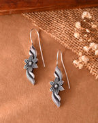 VOJ Silver Plated Floral Shaped Drop Earrings - Distacart