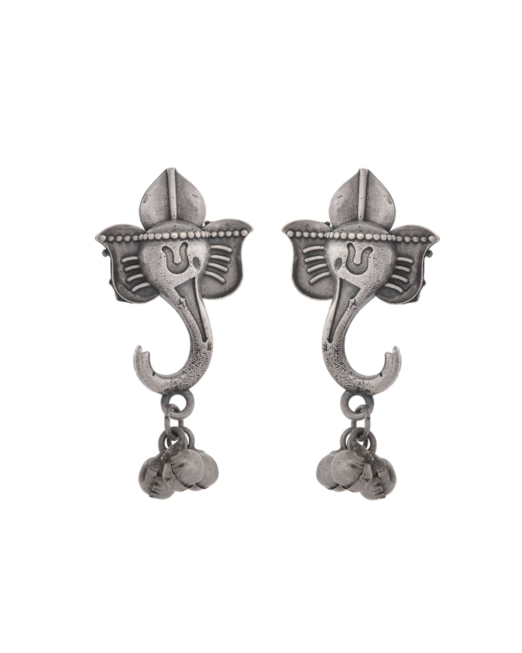 VOJ Silver Toned Designer Temple Earrings - Distacart