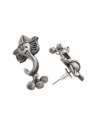 VOJ Silver Toned Designer Temple Earrings - Distacart
