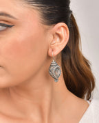 VOJ Silver Toned Designer Drop Earrings - Distacart