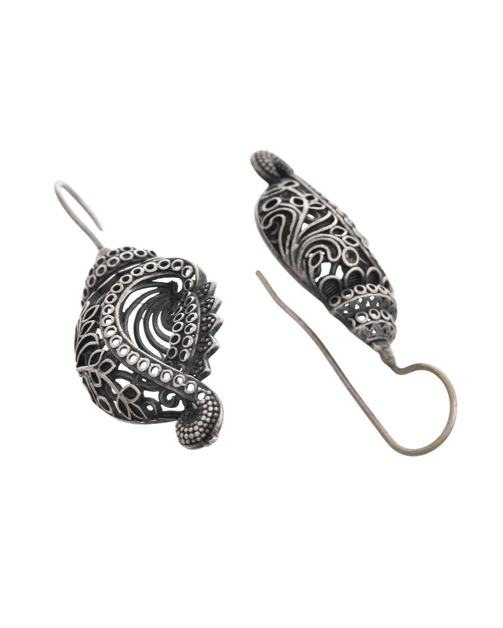 VOJ Silver Toned Designer Drop Earrings - Distacart