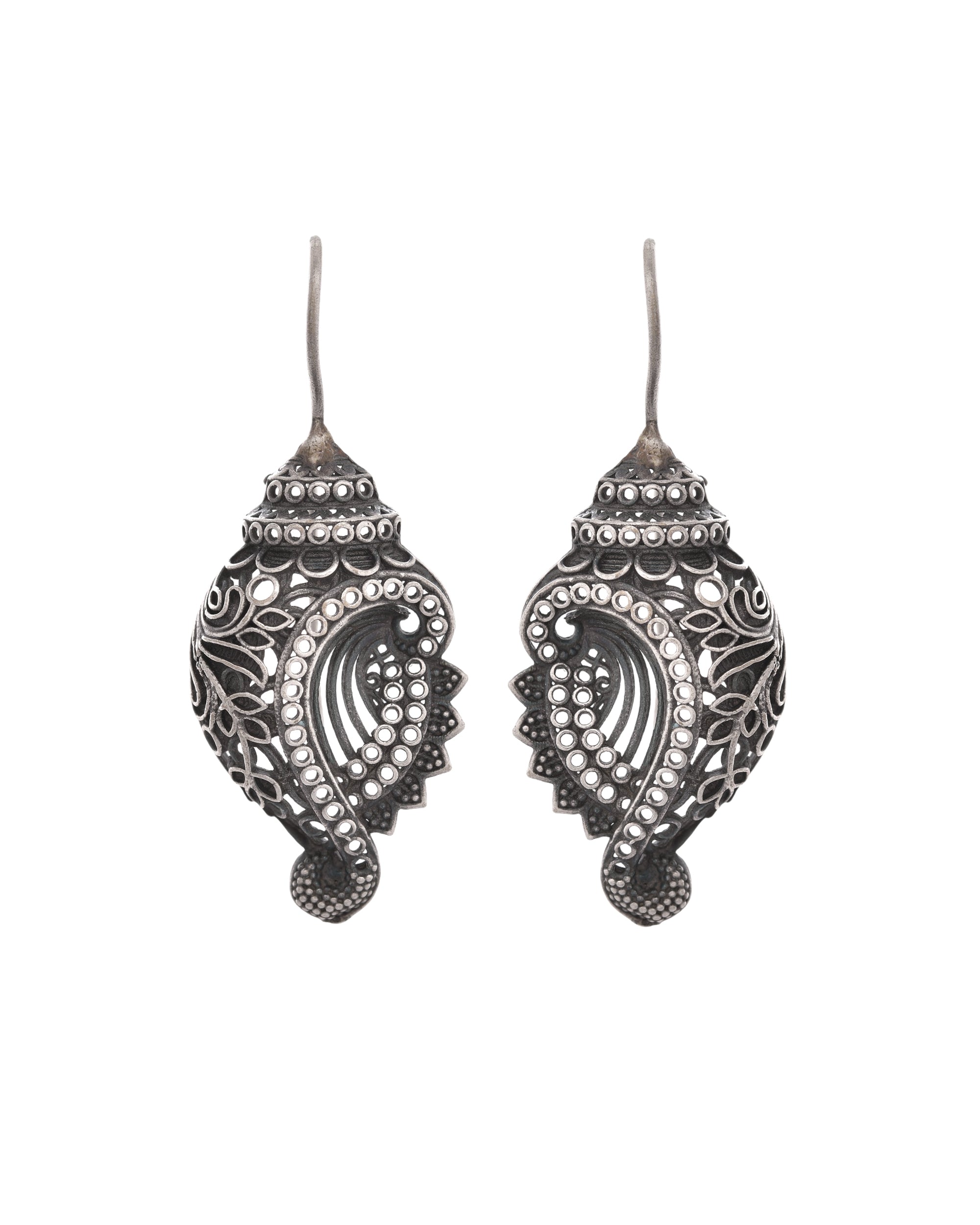 VOJ Silver Toned Designer Drop Earrings - Distacart