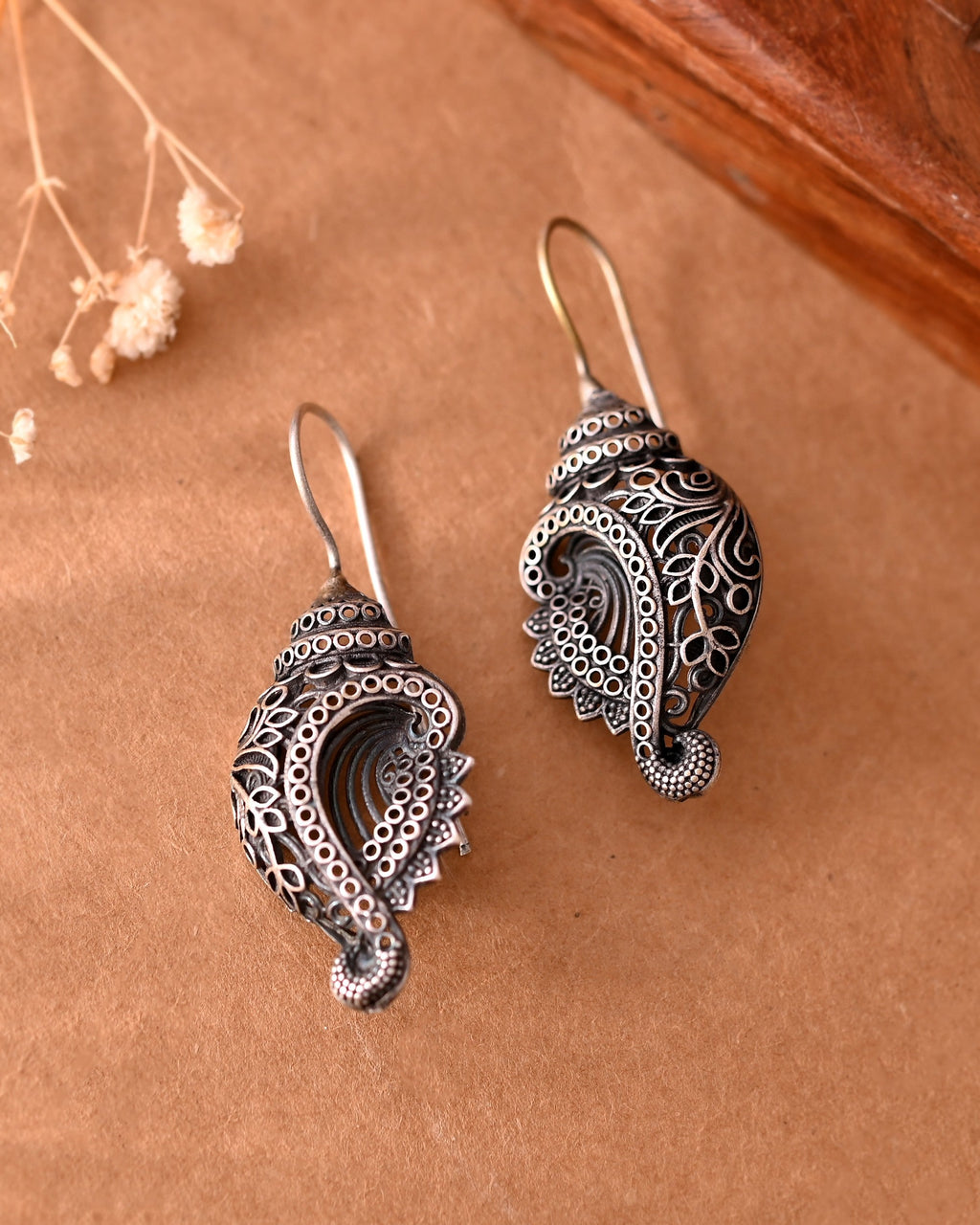 VOJ Silver Toned Designer Drop Earrings - Distacart