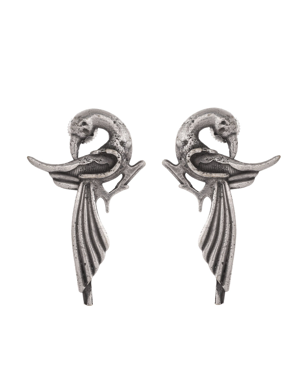 VOJ Silver Plated Bird Shaped Designer Studs Earrings - Distacart