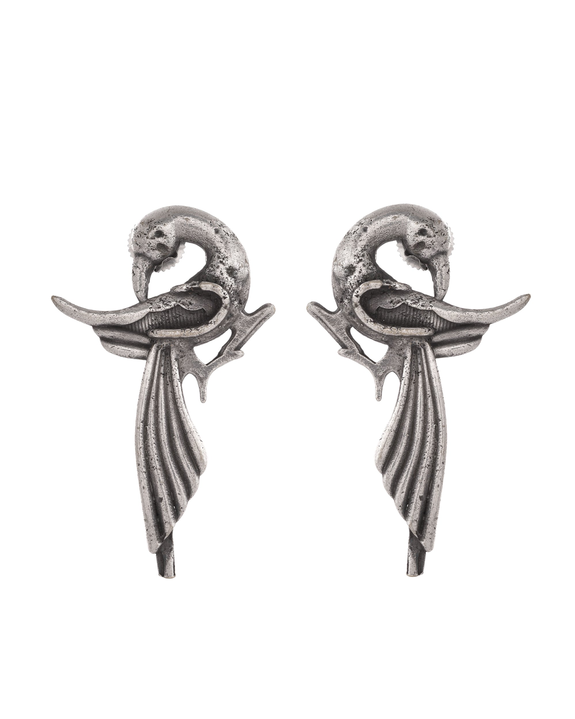 VOJ Silver Plated Bird Shaped Designer Studs Earrings - Distacart