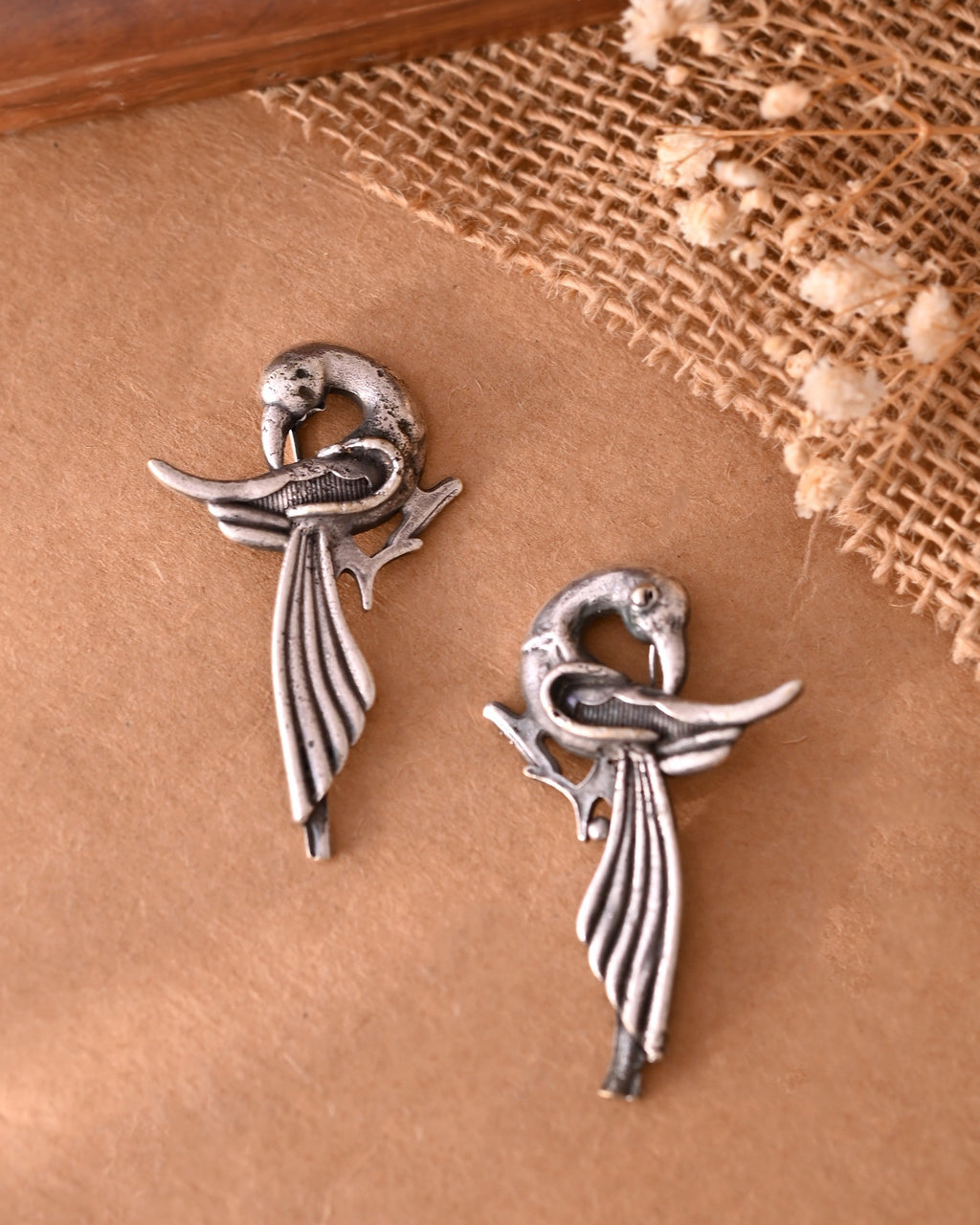 VOJ Silver Plated Bird Shaped Designer Studs Earrings - Distacart