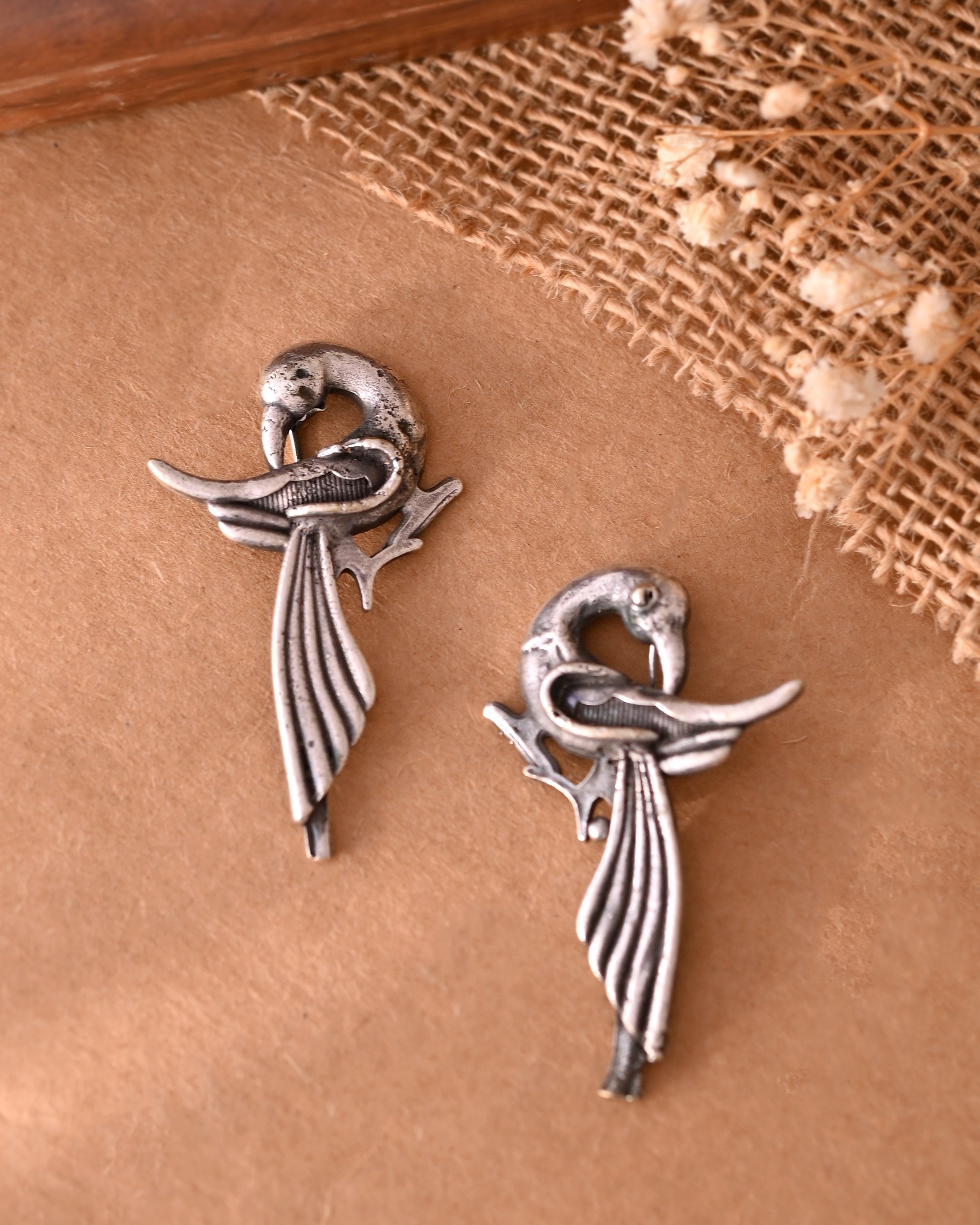 VOJ Silver Plated Bird Shaped Designer Studs Earrings - Distacart