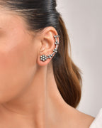 VOJ Silver Toned Floral Designer Ear Cuff - Distacart