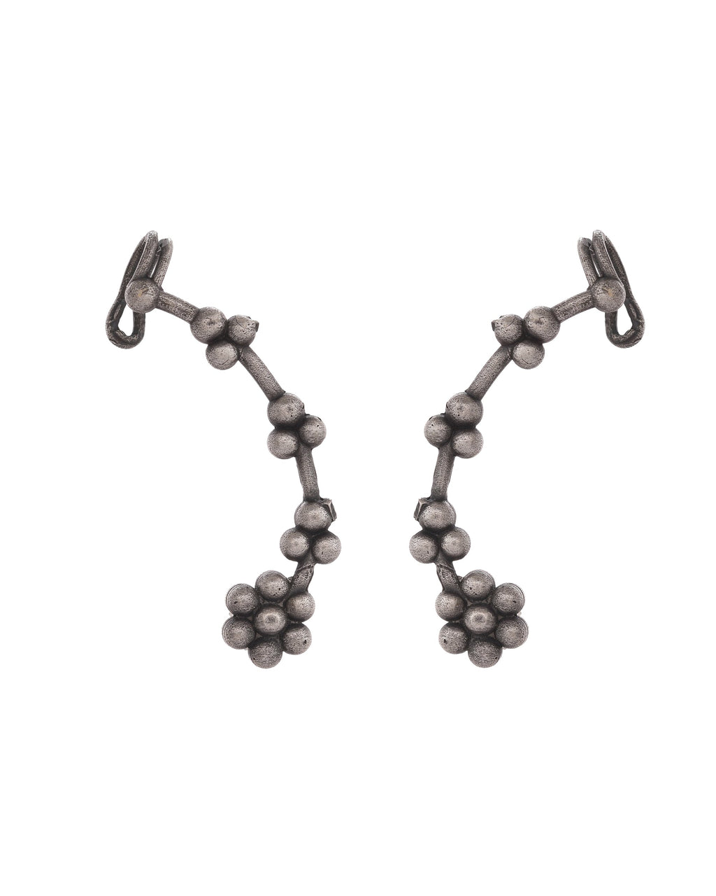 VOJ Silver Toned Floral Designer Ear Cuff - Distacart