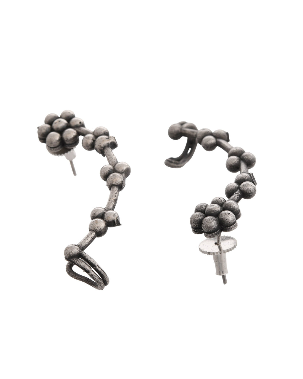 VOJ Silver Toned Floral Designer Ear Cuff - Distacart