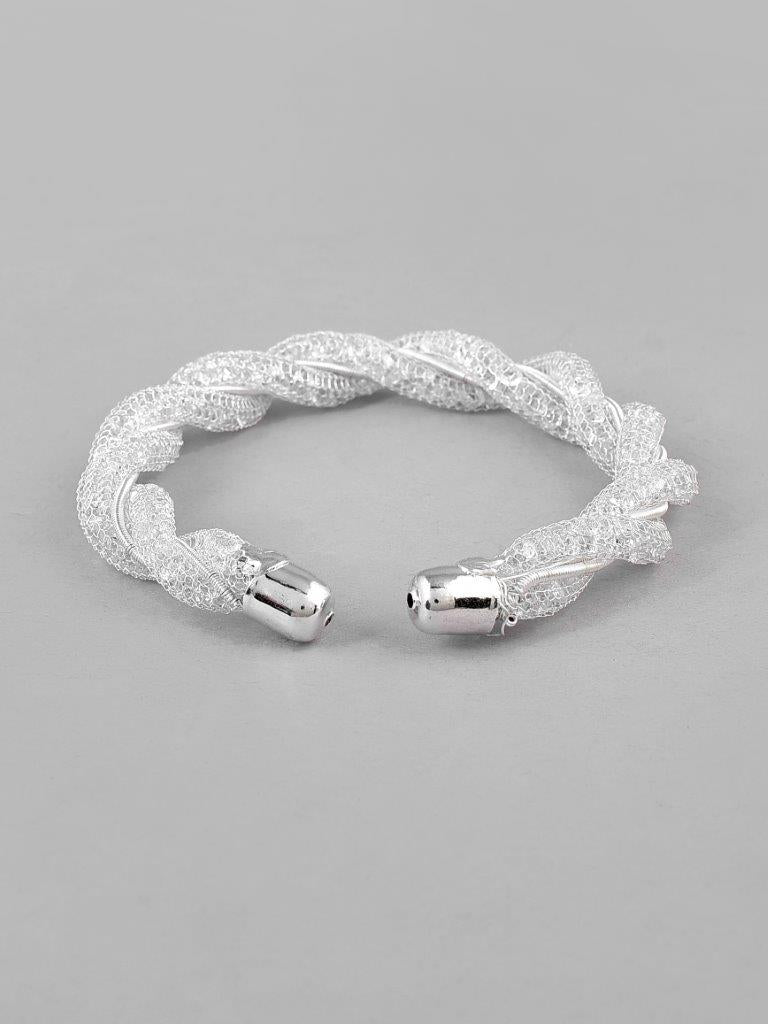 VOJ Silver Plated White Kada Beads Kada Bracelet - Distacart