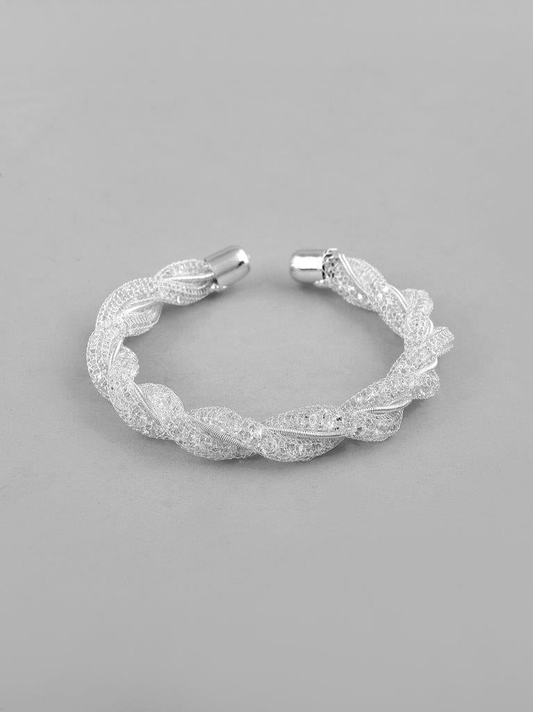 VOJ Silver Plated White Kada Beads Kada Bracelet - Distacart