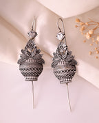 VOJ Silver Toned Designer Floral Shaped Ear Cuff - Distacart