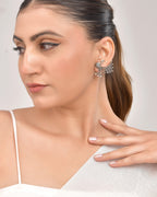 VOJ Silver Plated Dancing Peacock Shaped Studs Earrings - Distacart