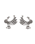 VOJ Silver Plated Dancing Peacock Shaped Studs Earrings - Distacart