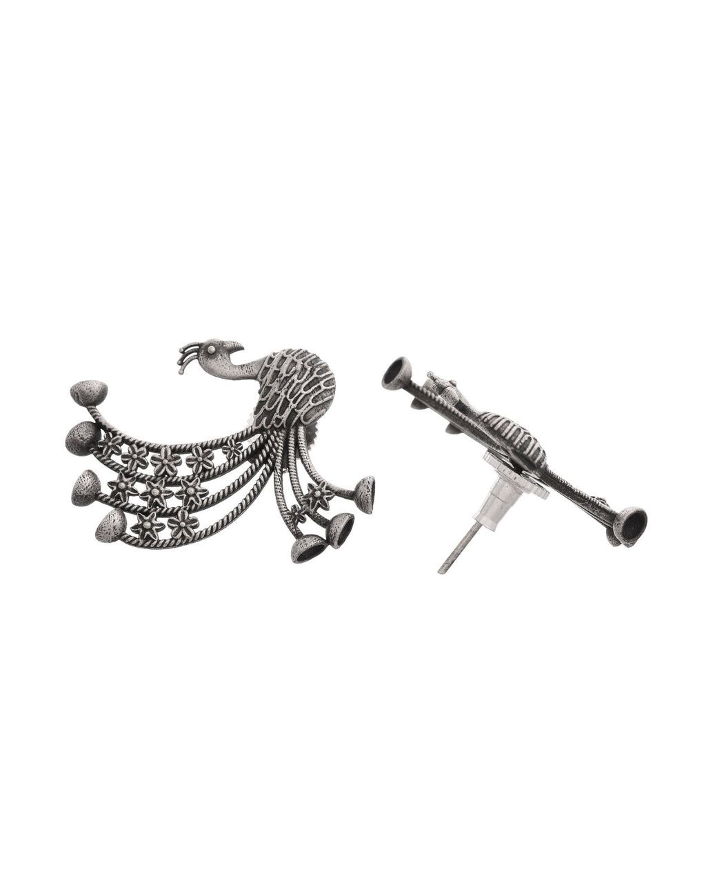 VOJ Silver Plated Dancing Peacock Shaped Studs Earrings - Distacart