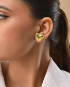 VOJ Gold Polished Heart Shaped Studs Earrings - Distacart