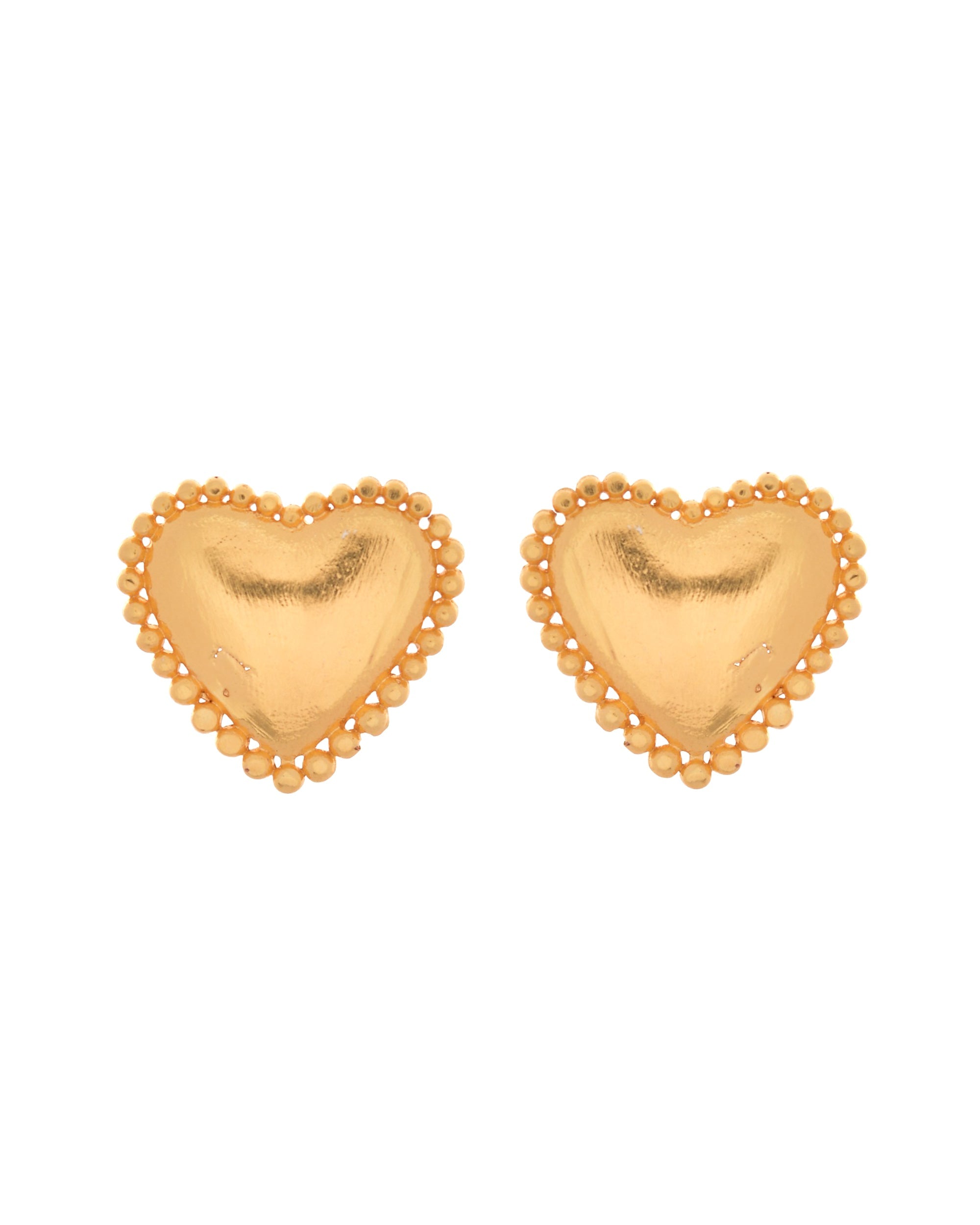 VOJ Gold Polished Heart Shaped Studs Earrings - Distacart