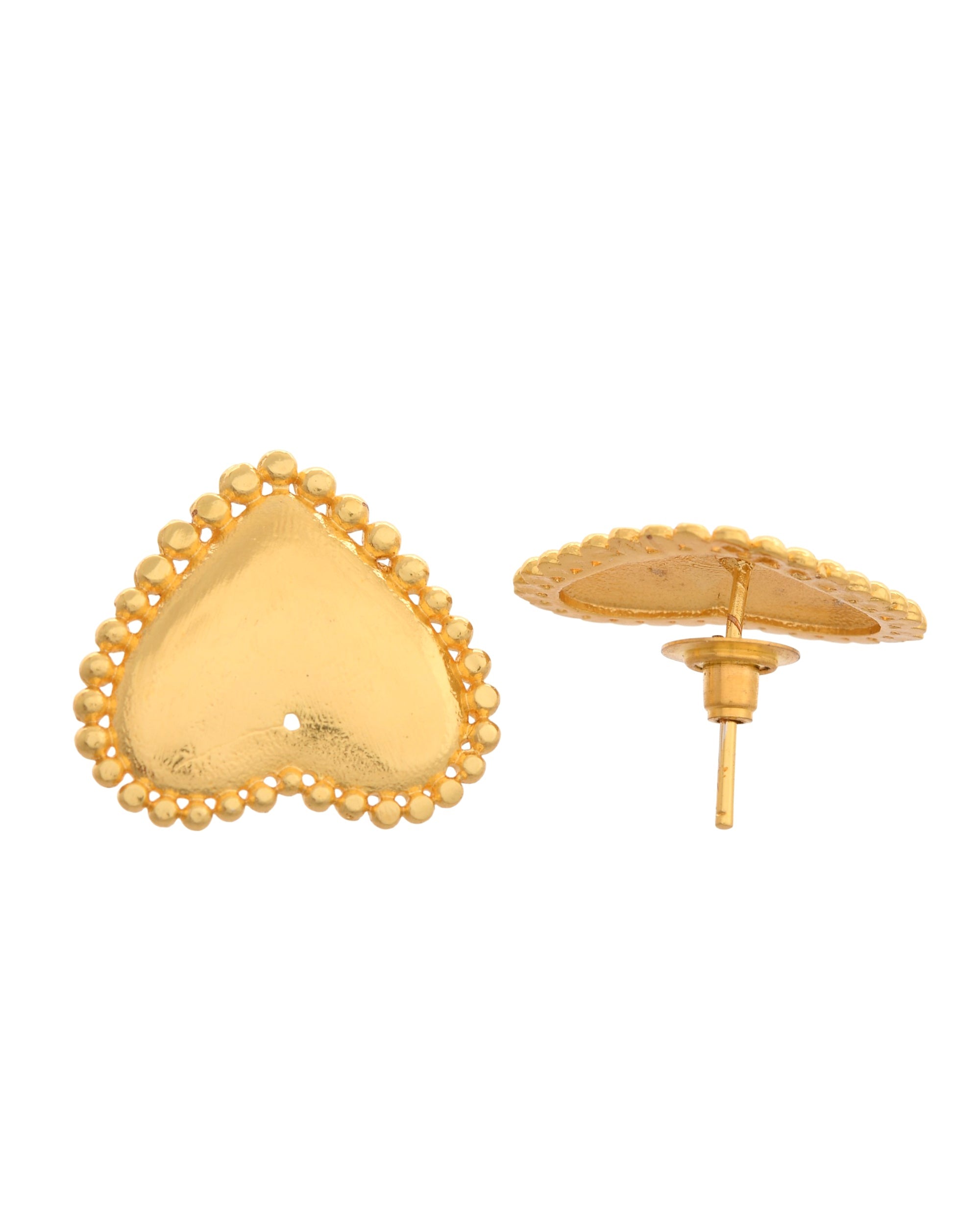 VOJ Gold Polished Heart Shaped Studs Earrings - Distacart