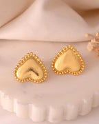 VOJ Gold Polished Heart Shaped Studs Earrings - Distacart