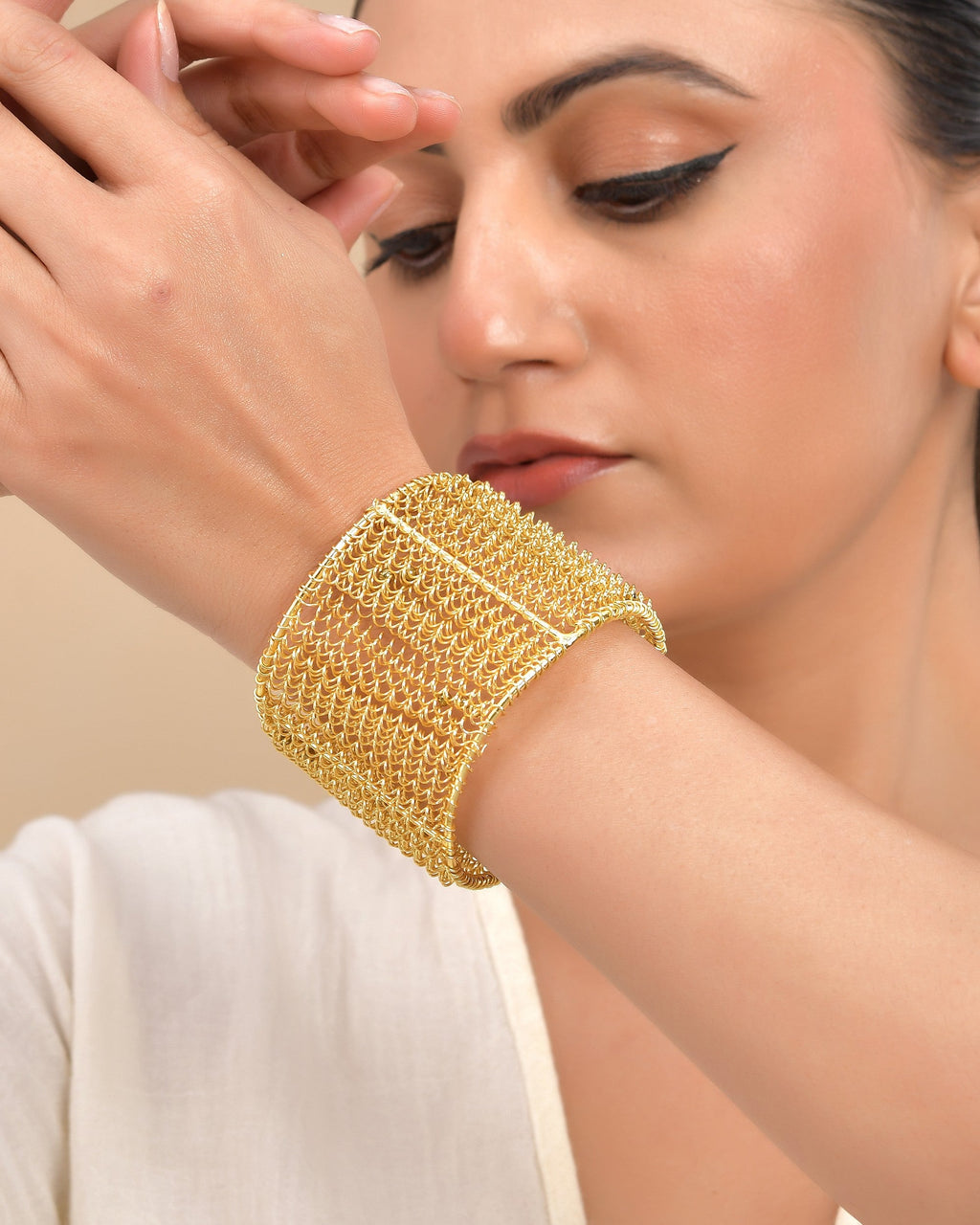VOJ Gold Polished Anti Tarnished Cuff Bracelet For Women - Distacart