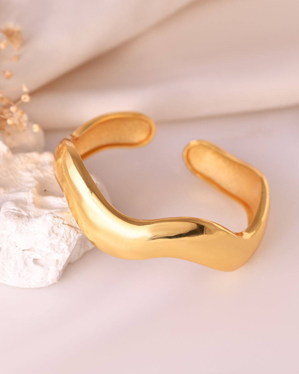 VOJ Gold Polished Anti Tarnished Twisted Cuff Bracelet For Women - Distacart