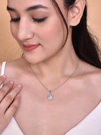 VOJ Silver Plated Flower Pandent Chain