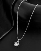 VOJ Silver Plated Flower Pandent Chain