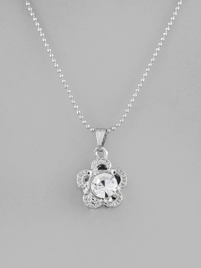 VOJ Silver Plated Flower Pandent Chain