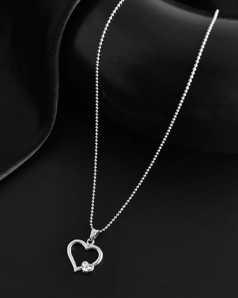 VOJ Silver Plated Heart Pandent Chain