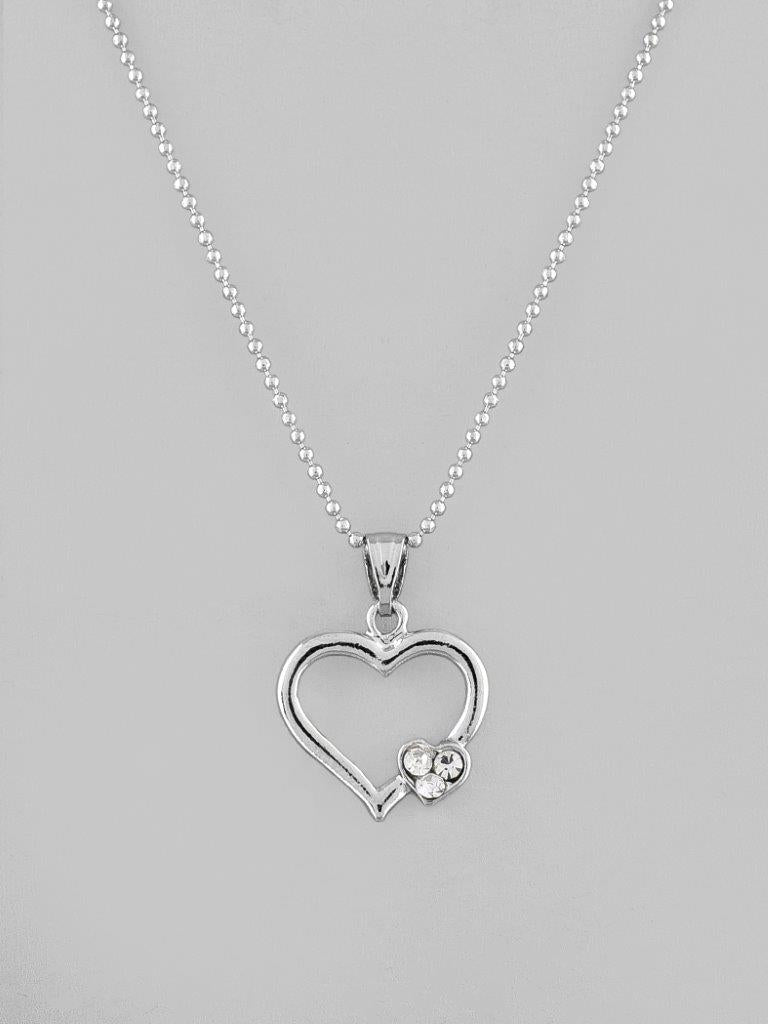 VOJ Silver Plated Heart Pandent Chain